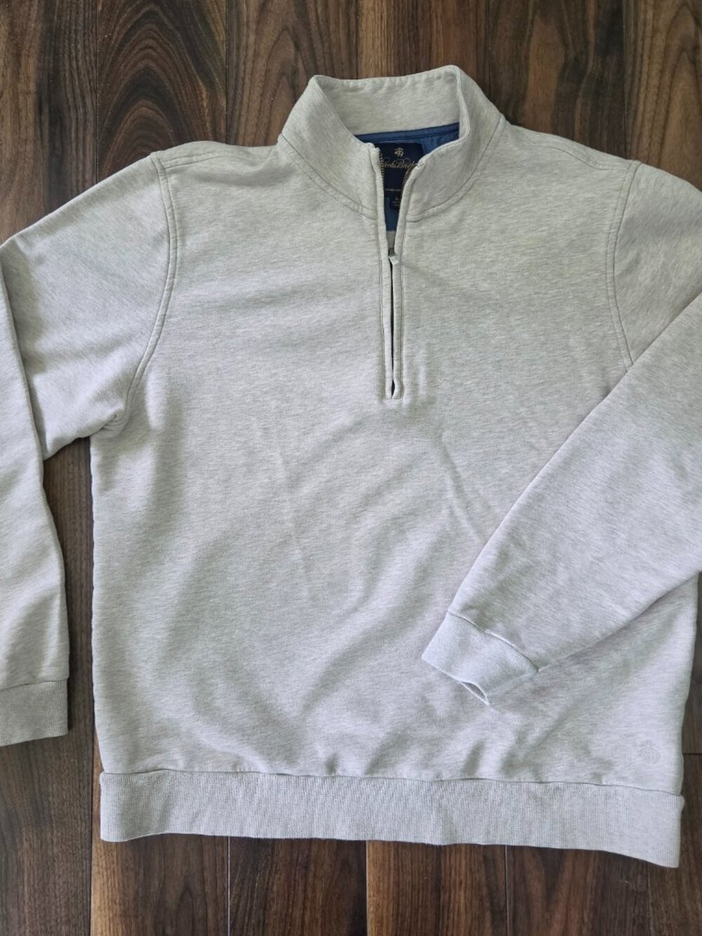 Brooks Brothers Oatmeal 100% Cotton Quarter Zip Sweater/Sweatshirt Mens XL
